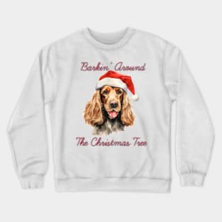 Christmas English Cocker Spaniel Dog in Santa Hat Crewneck Sweatshirt